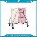 AG-SS019 Stainless steel clothes hospital linen trolley with four wheels